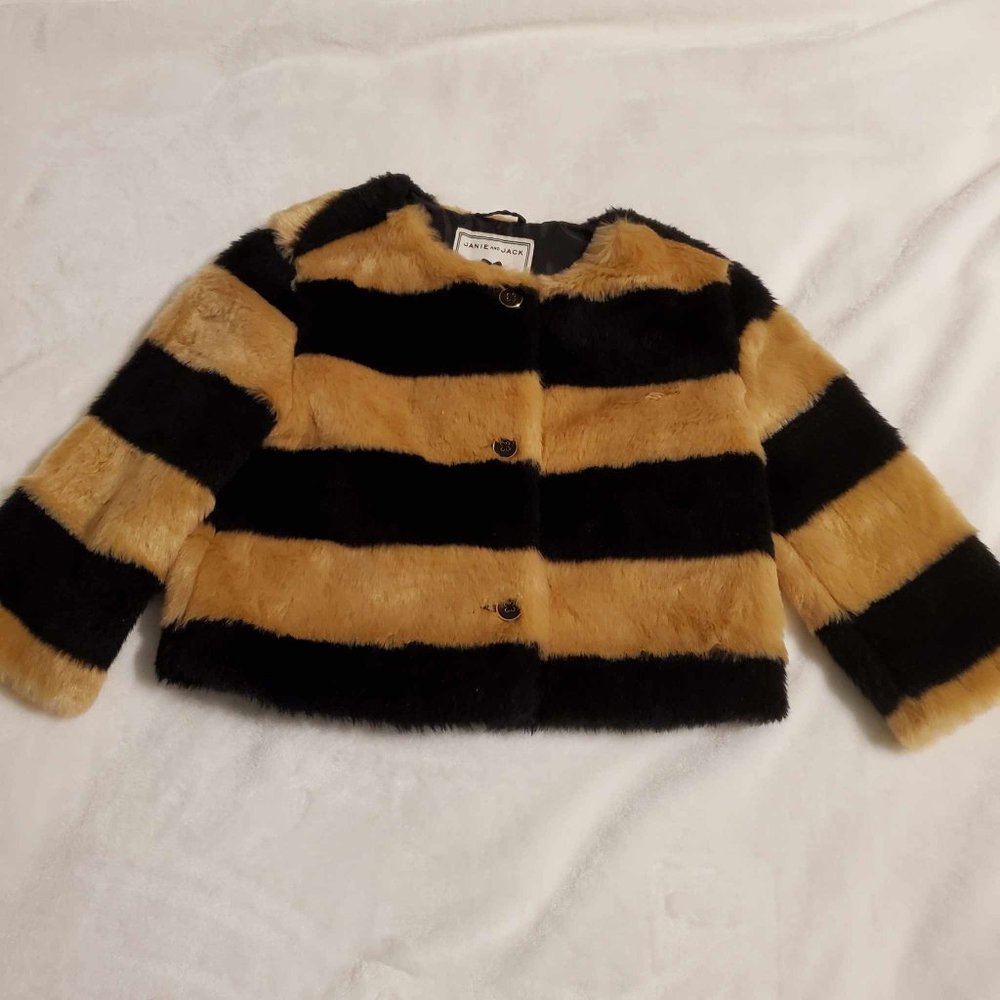 Janie and Jack Butterscotch Belle Faux Fur Coat Size 5 to 6